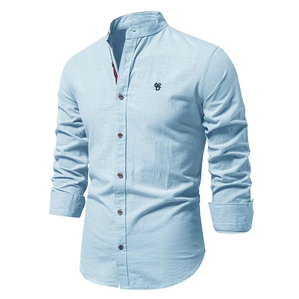 100% Cotton Social Shirt Men Solid Color Long Sleeve High Quality Brand Shirt for Men Spring Stand Casual Men's Shirts