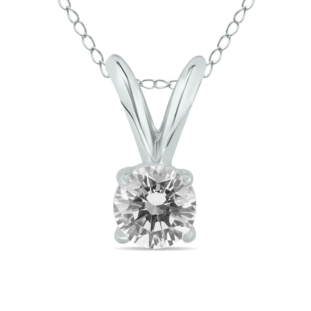 1/4 Carat Diamond Solitaire Pendant In 14K White Gold (L-M Color, I2-I3 Clarity)