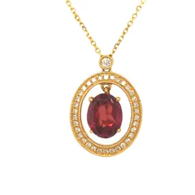 14k Pink Tourmaline Open Frame Diamond Pendant