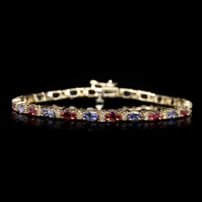 14K Yellow Gold  Estate Gem-set and Diamond Bracelet