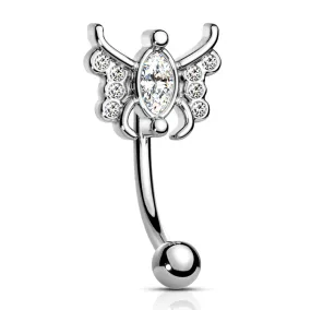 16g Petite Sphinx Crystal Reverse Navel Ring