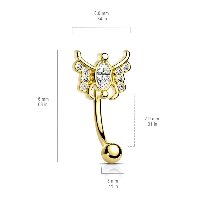 16g Petite Sphinx Crystal Reverse Navel Ring