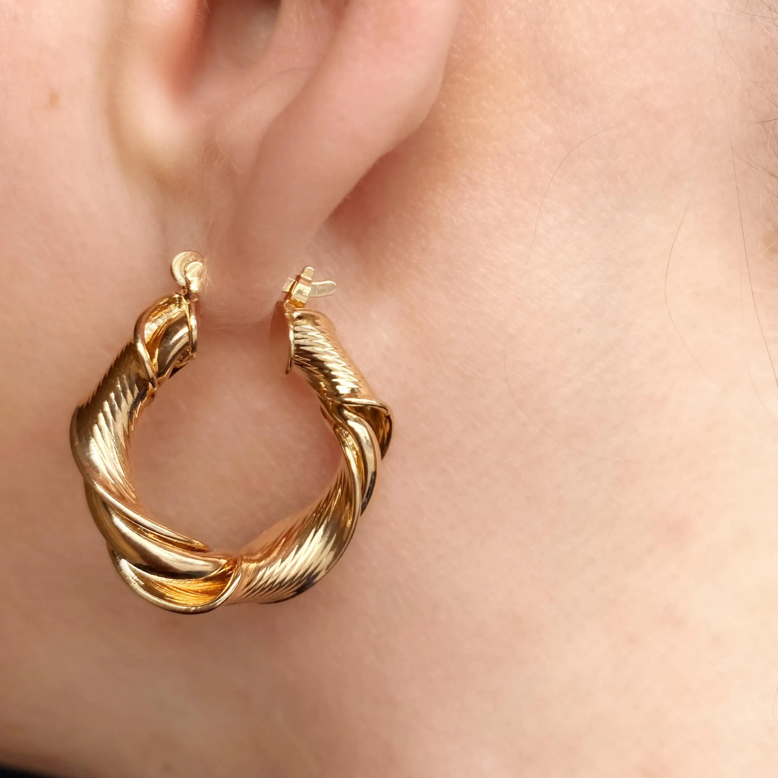 18k Gold Filled Twisted Hoop Earrings