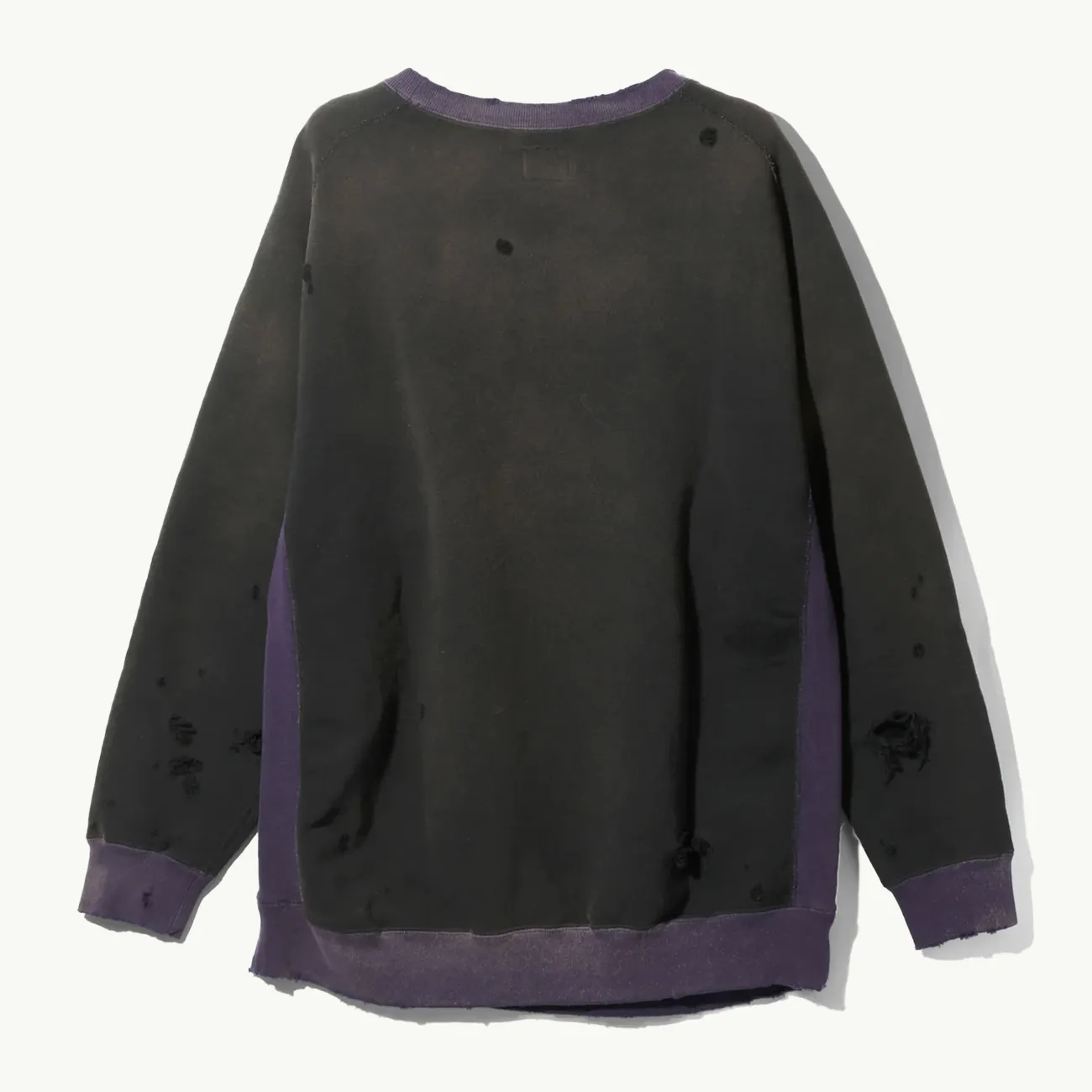 2-Tone Crew Neck Sweatshirt - Black/Purple