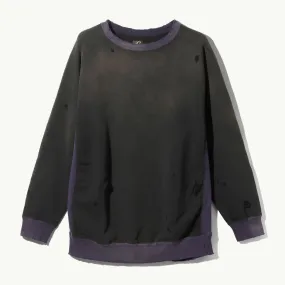 2-Tone Crew Neck Sweatshirt - Black/Purple