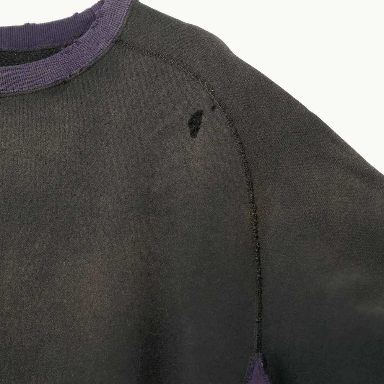 2-Tone Crew Neck Sweatshirt - Black/Purple