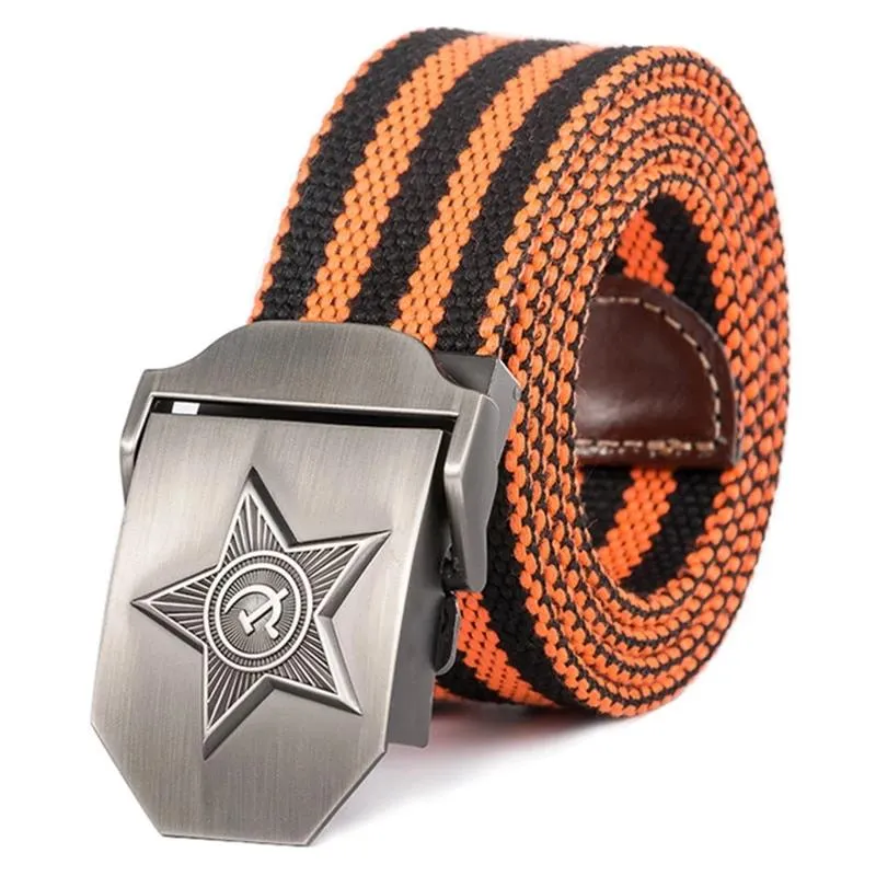 3D Five Rays Star Military Belt Old CCCP Army Patriotic Canvas Belt