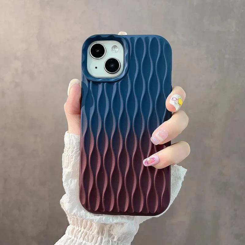 3D Water Ripple Stripe Cute Phone Case For iPhone 15, 14, 13, 12, 11 Pro Max