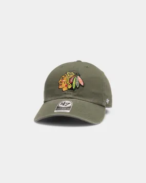 47 Brand Blackhawks Clean Up Strapback Moss