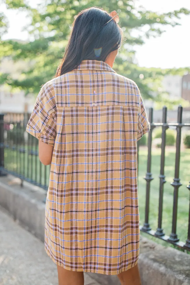 A Place All Our Own Mustard Plaid Shirt Dress