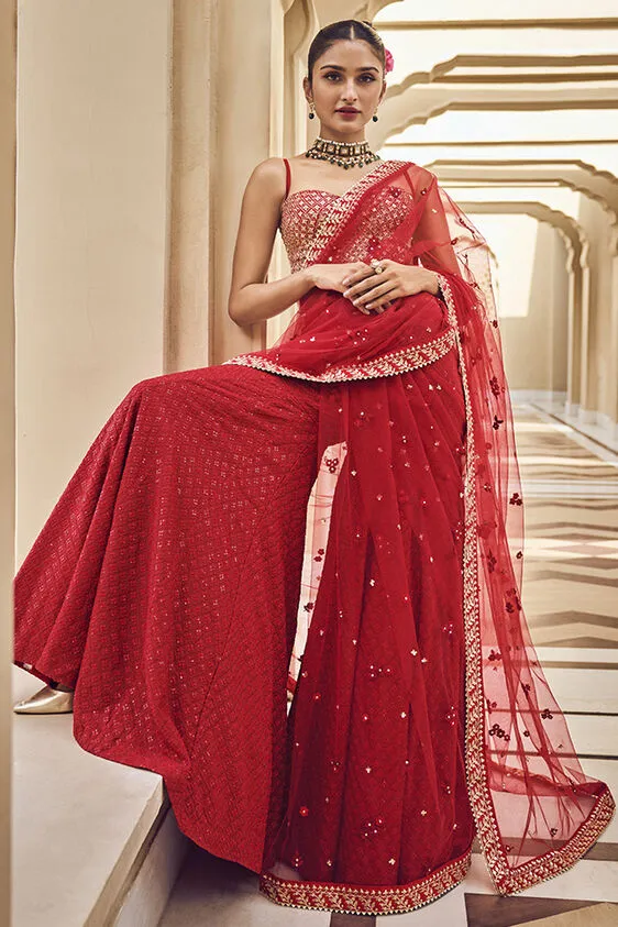 Aanandi Gharara Set - Red