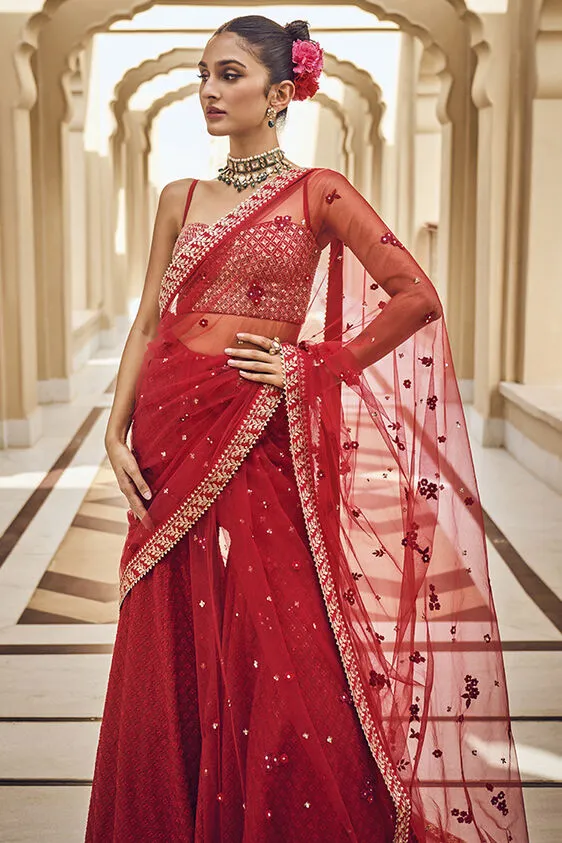 Aanandi Gharara Set - Red