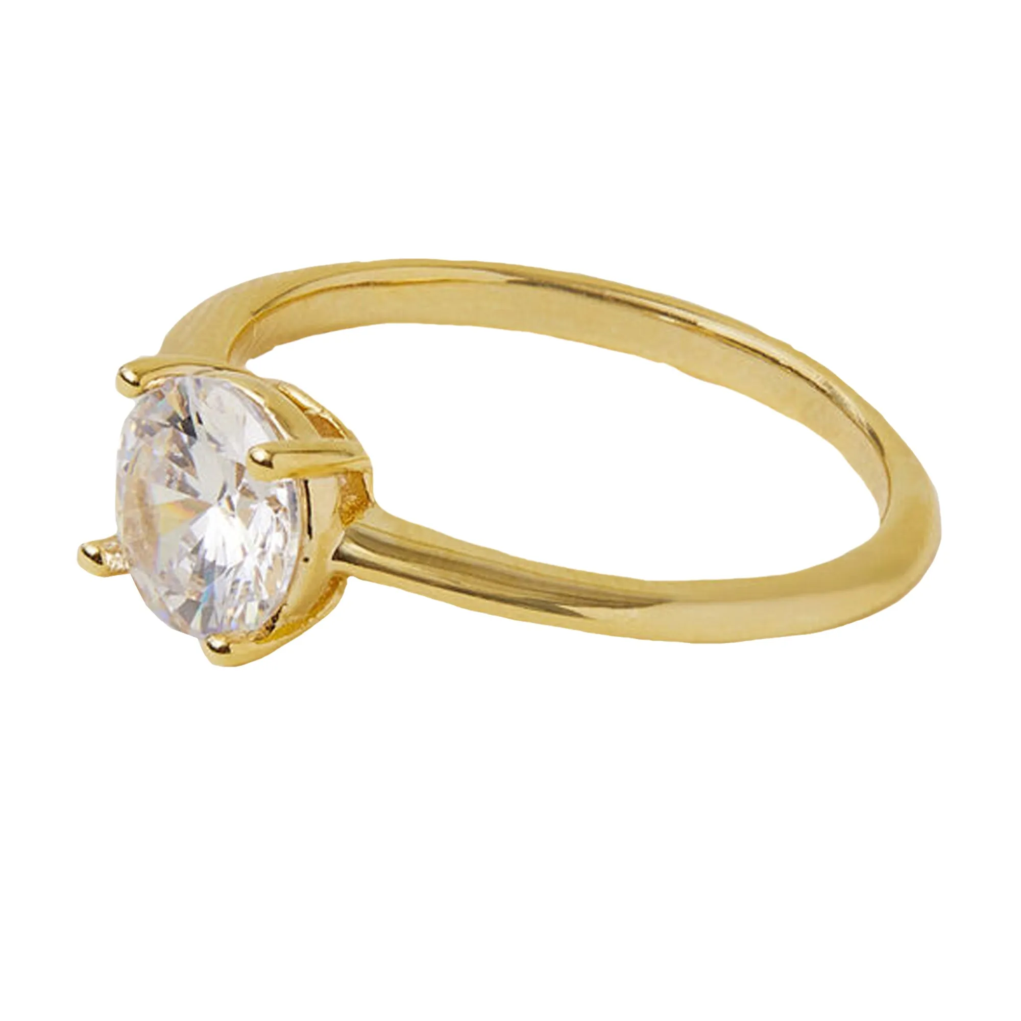 Accessorize London Women's Z Real Gold-Plated Cubic Zirconia Solitaire Ring-Large