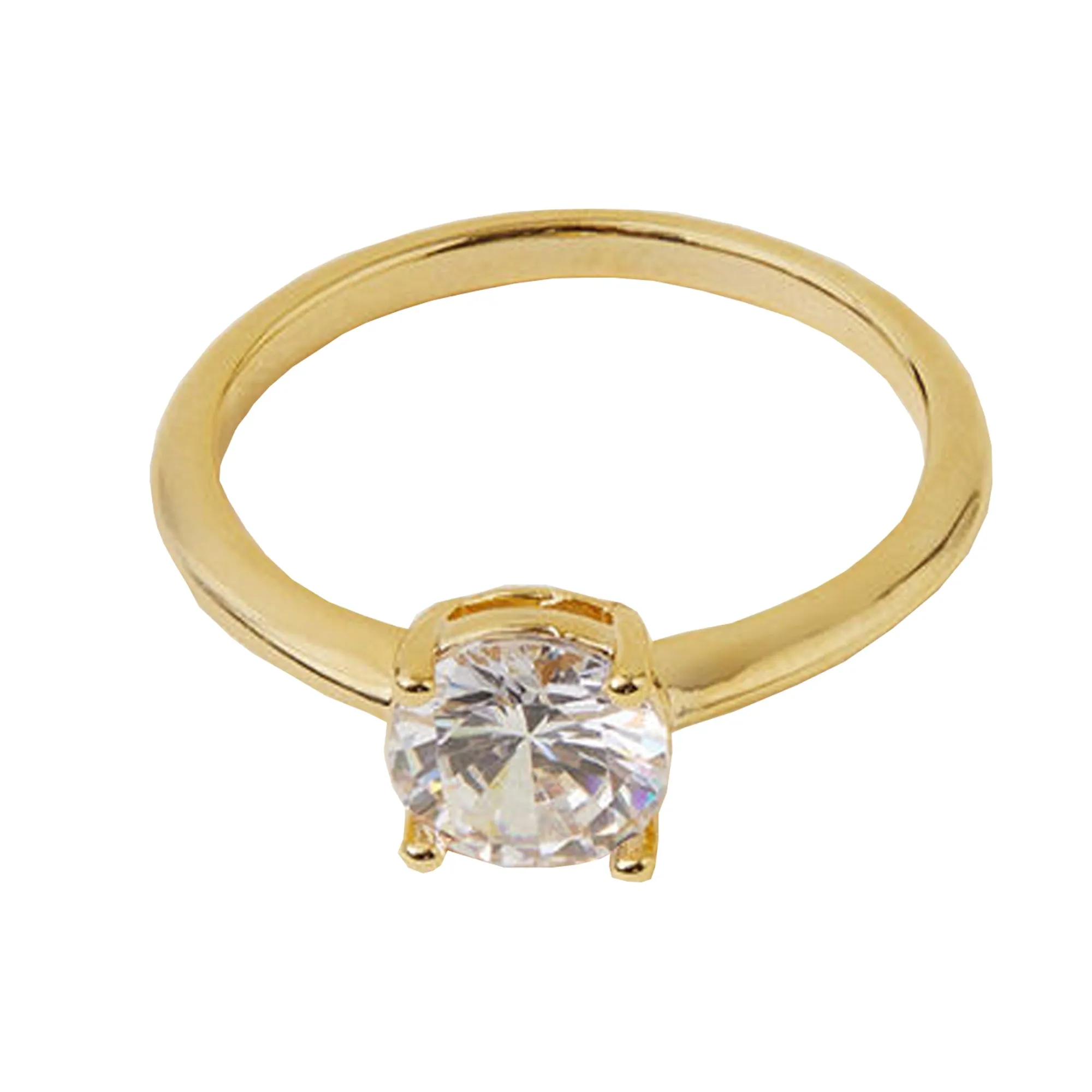 Accessorize London Women's Z Real Gold-Plated Cubic Zirconia Solitaire Ring-Large