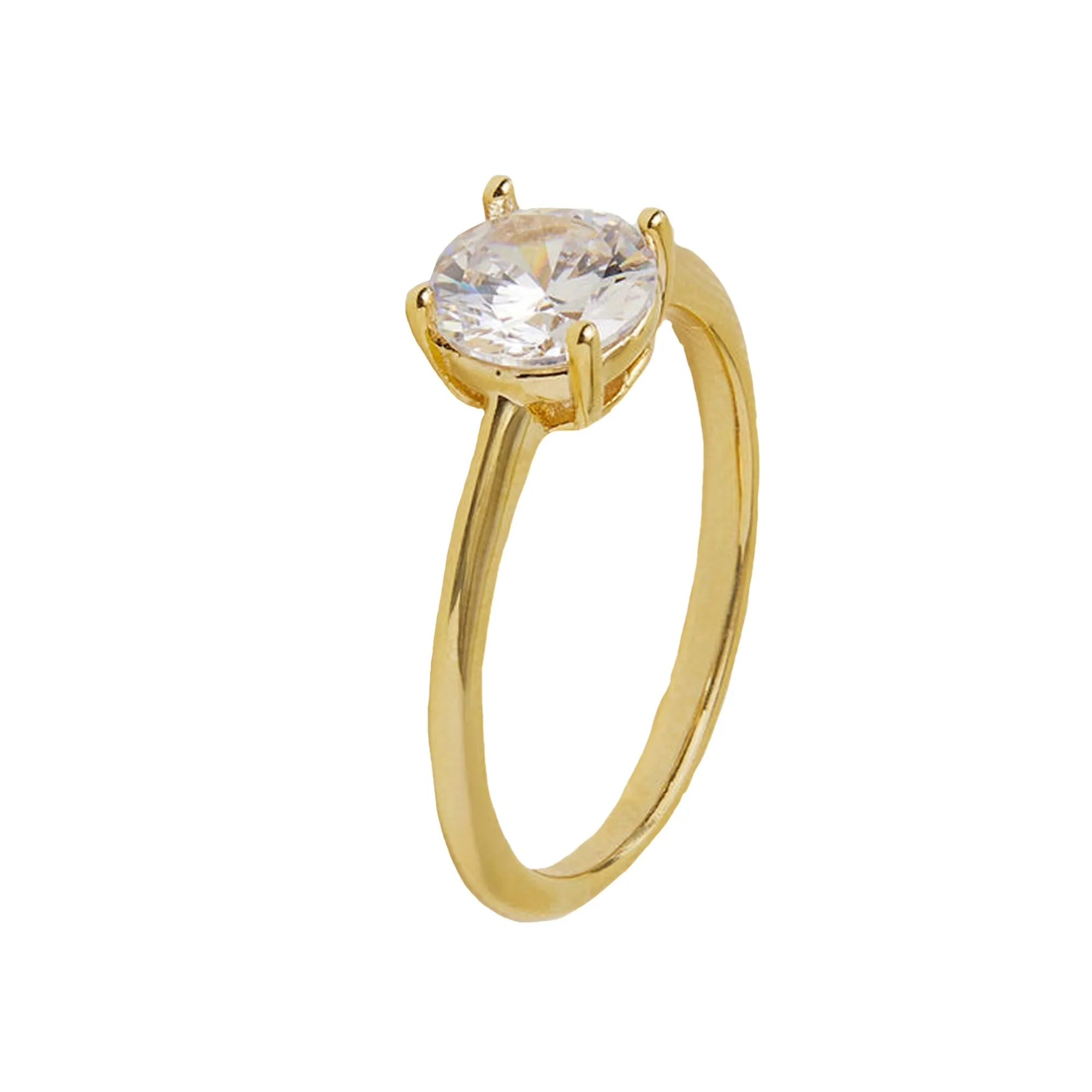 Accessorize London Women's Z Real Gold-Plated Cubic Zirconia Solitaire Ring-Large