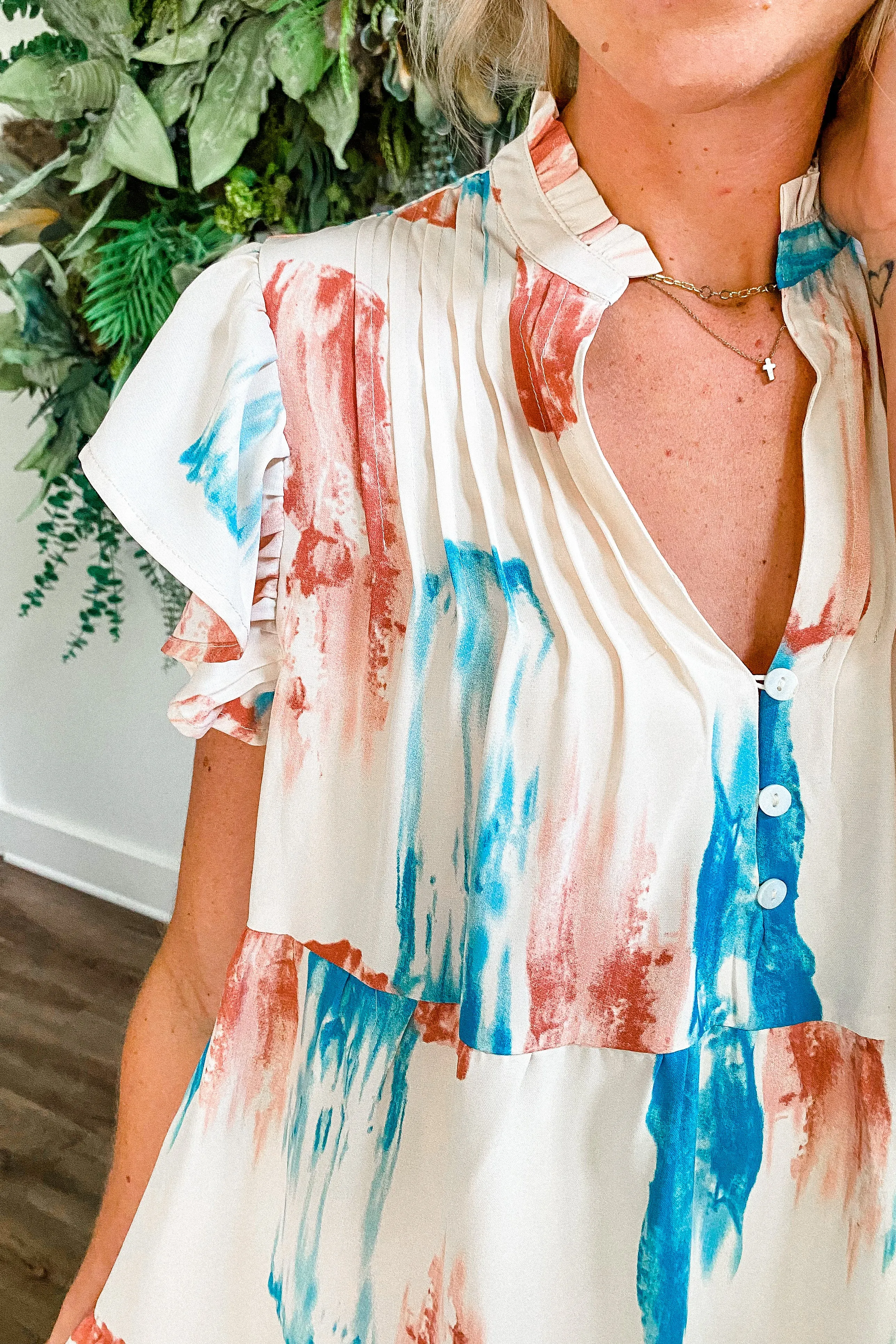 Addie Cream Watercolor Dress