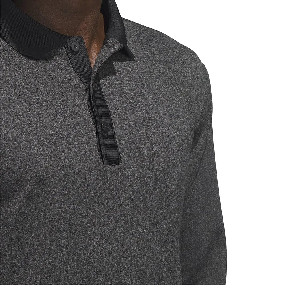 adidas Essentials Long Sleeve Polo Shirt - Black Melange