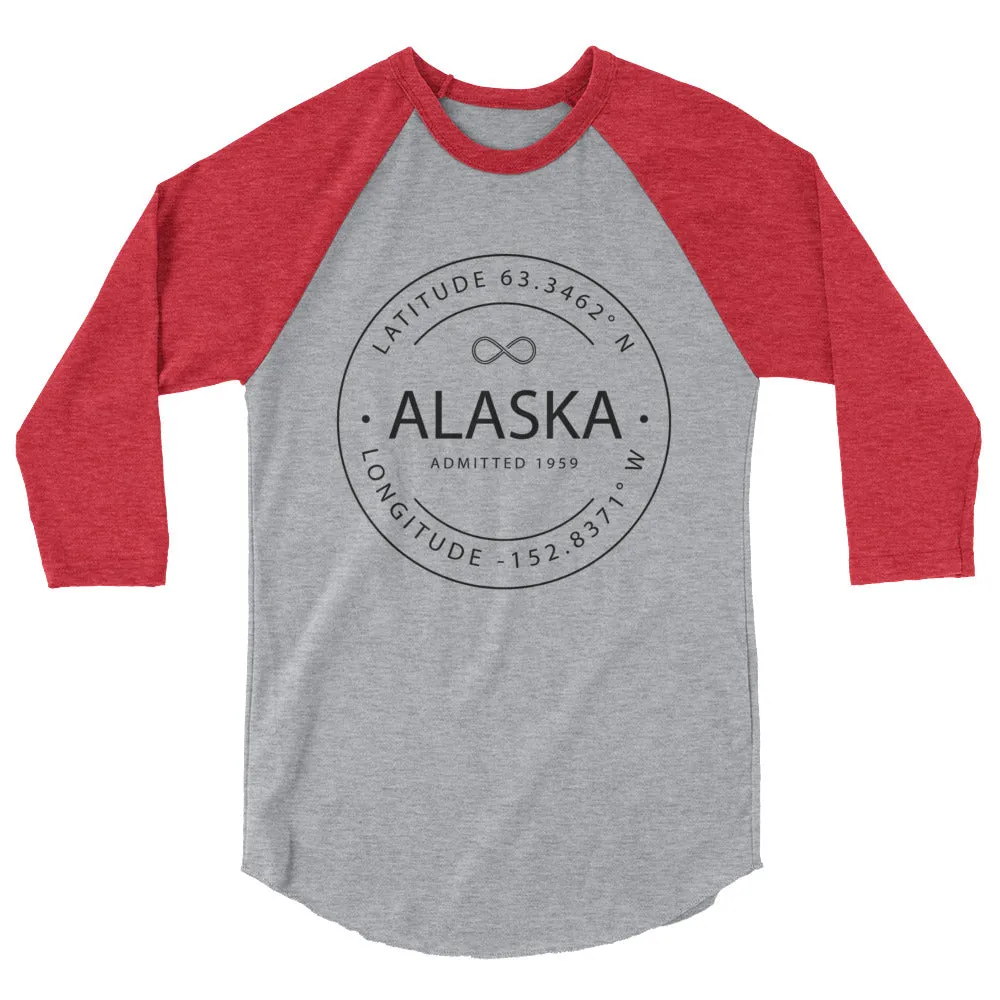 Alaska - 3/4 Sleeve Raglan Shirt - Latitude & Longitude