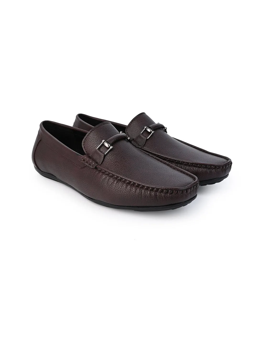 Alberto Torresi Mild Grained Synthetic Buckled Brown Men's Loafer