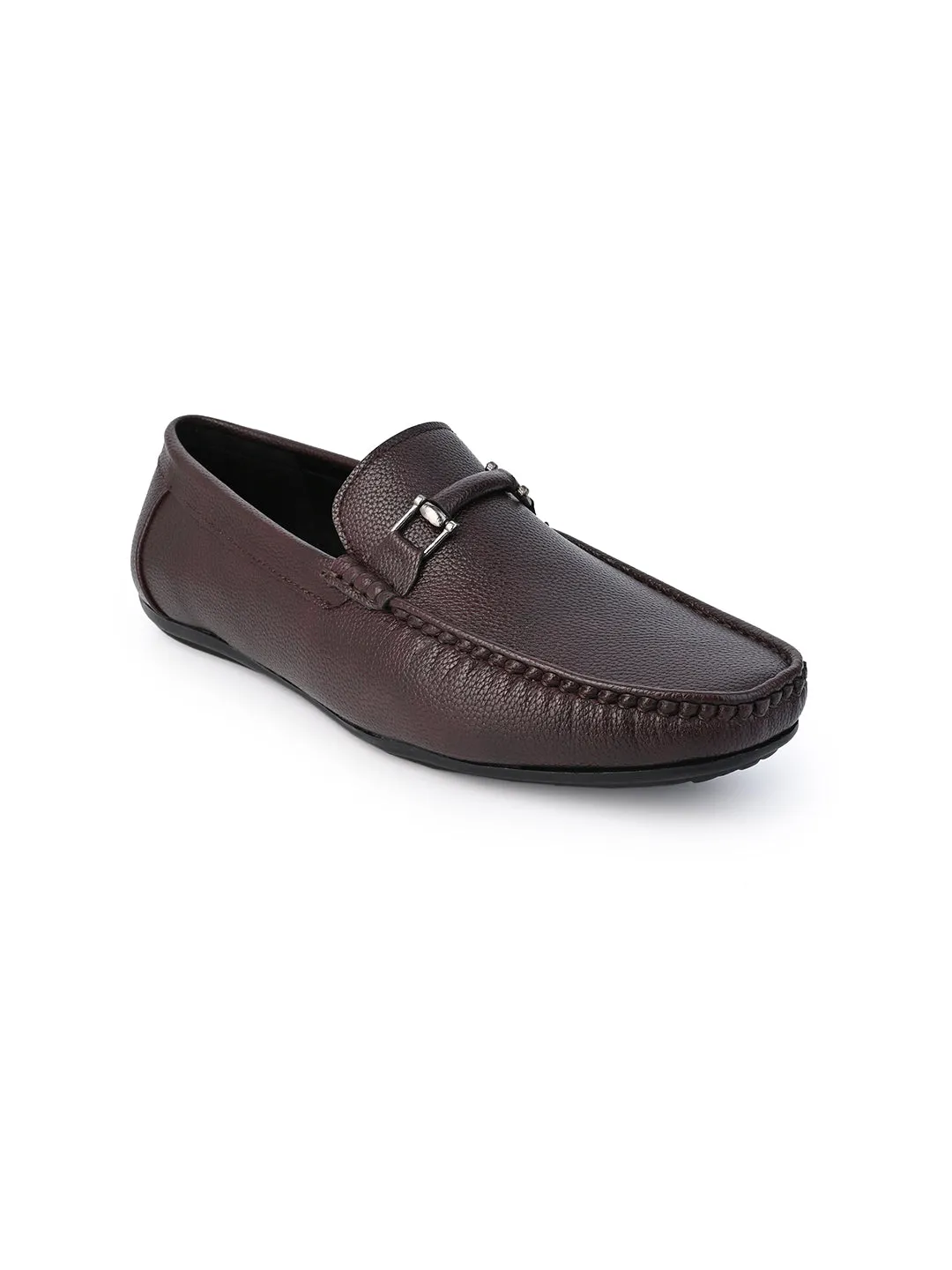 Alberto Torresi Mild Grained Synthetic Buckled Brown Men's Loafer