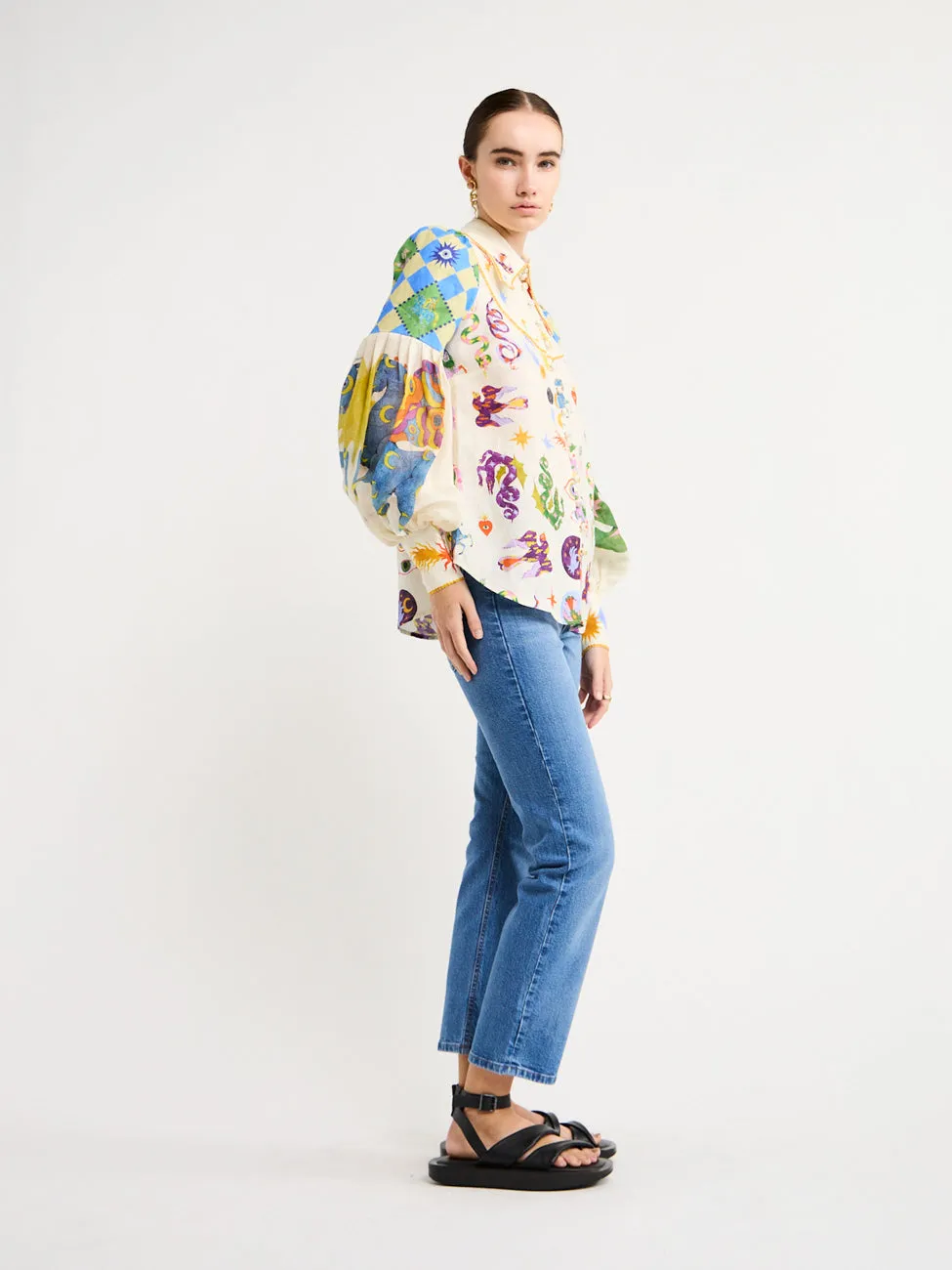 Alemais Lou Balloon Sleeve Shirt in Multi