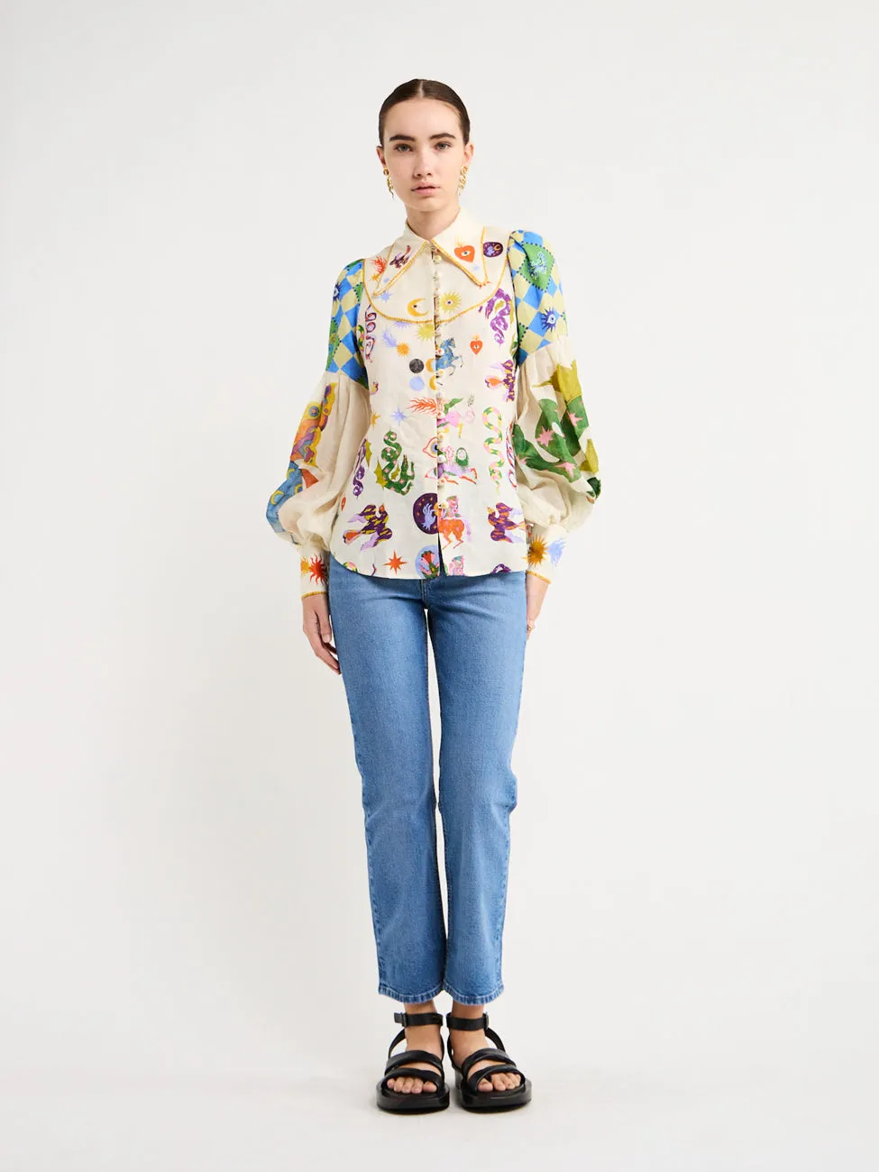 Alemais Lou Balloon Sleeve Shirt in Multi