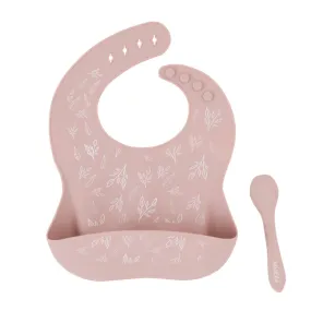 All4ella Silicone Catch Bib and Spoon - Dusty Pink