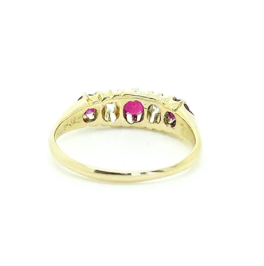 Antique George V Ruby Diamond 18ct Gold Ring