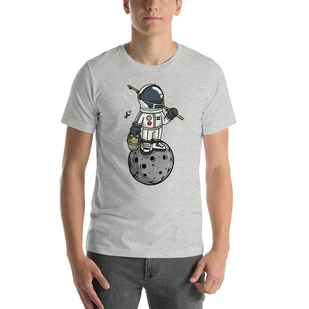 Astronaut | Fishing | Moon | Pop Art | Short-Sleeve | Unisex | T-Shirt