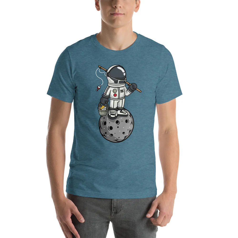 Astronaut | Fishing | Moon | Pop Art | Short-Sleeve | Unisex | T-Shirt