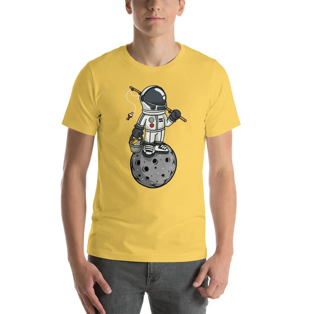 Astronaut | Fishing | Moon | Pop Art | Short-Sleeve | Unisex | T-Shirt