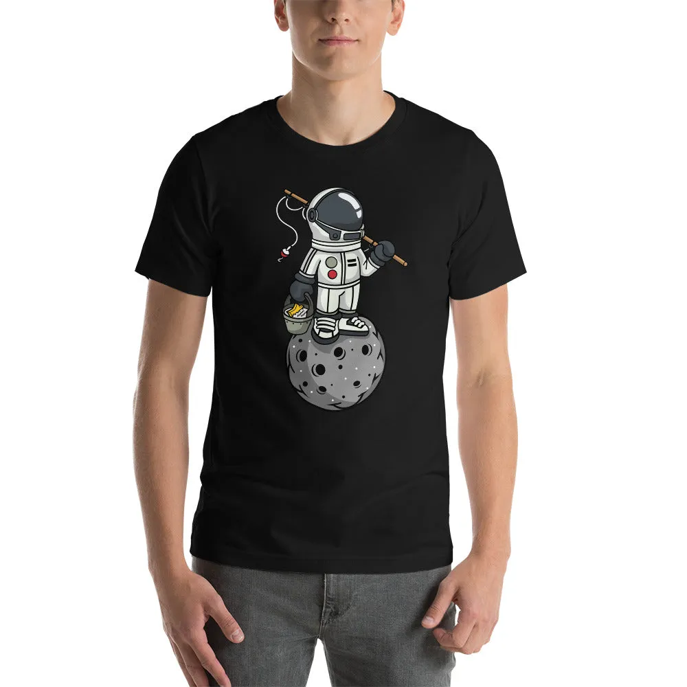 Astronaut | Fishing | Moon | Pop Art | Short-Sleeve | Unisex | T-Shirt