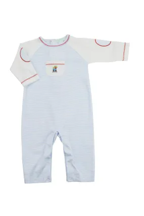 Baby Boy's "Santa Train" Long Sleeve Striped Romper