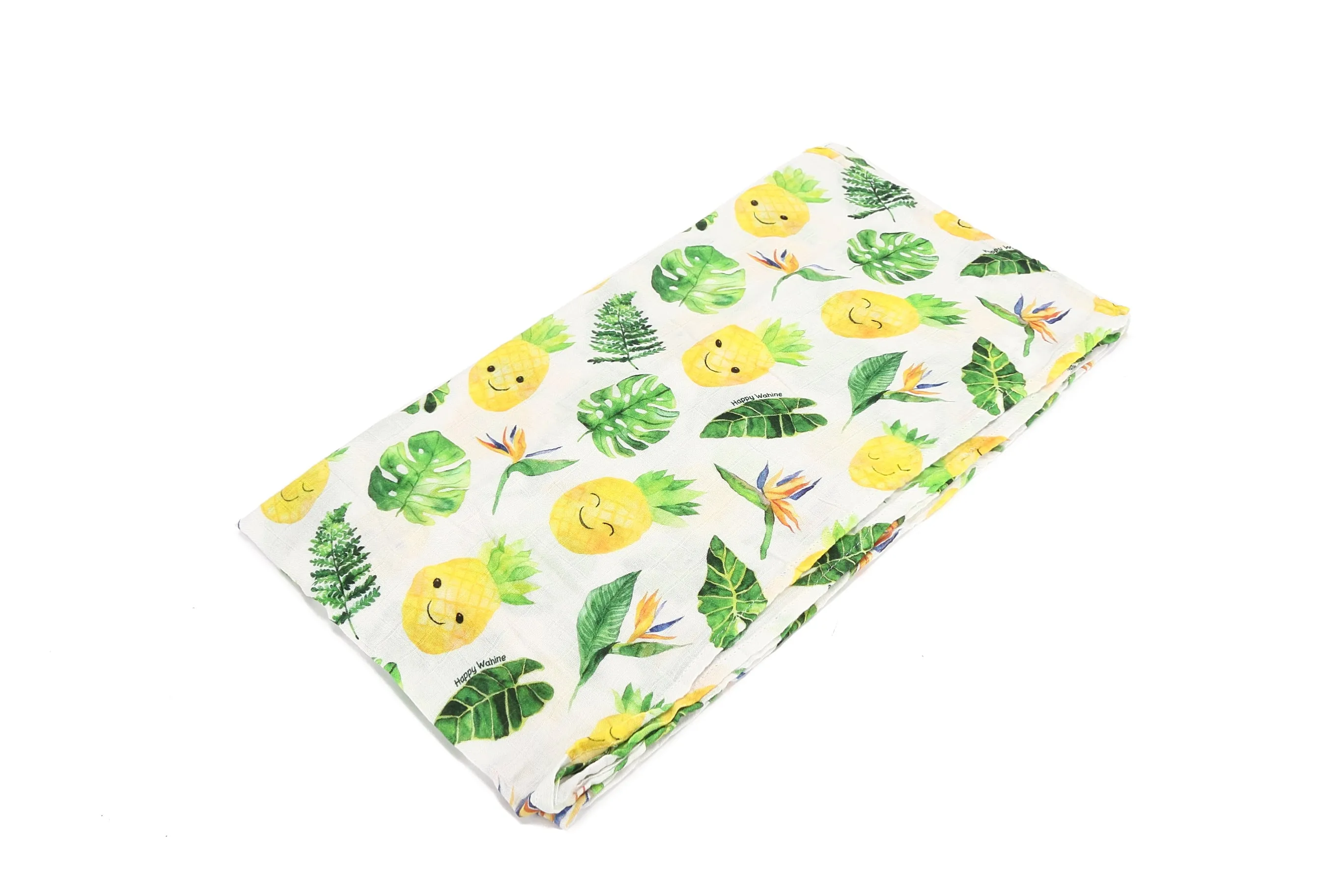 Baby Muslin Swaddle Pineapple Monstera White