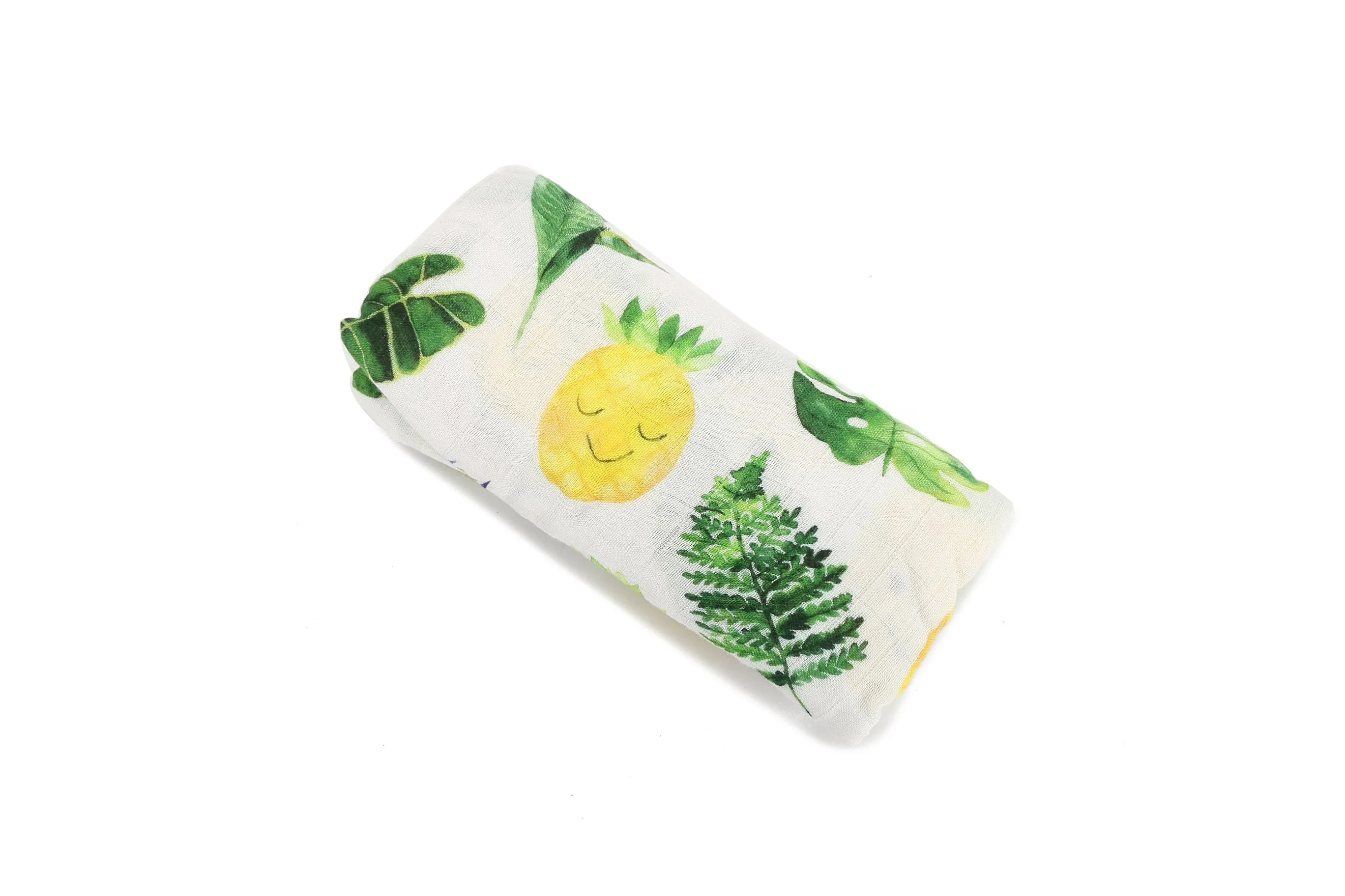 Baby Muslin Swaddle Pineapple Monstera White