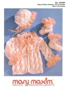 Baby Ruffles Sweater Hat & Booties Pattern