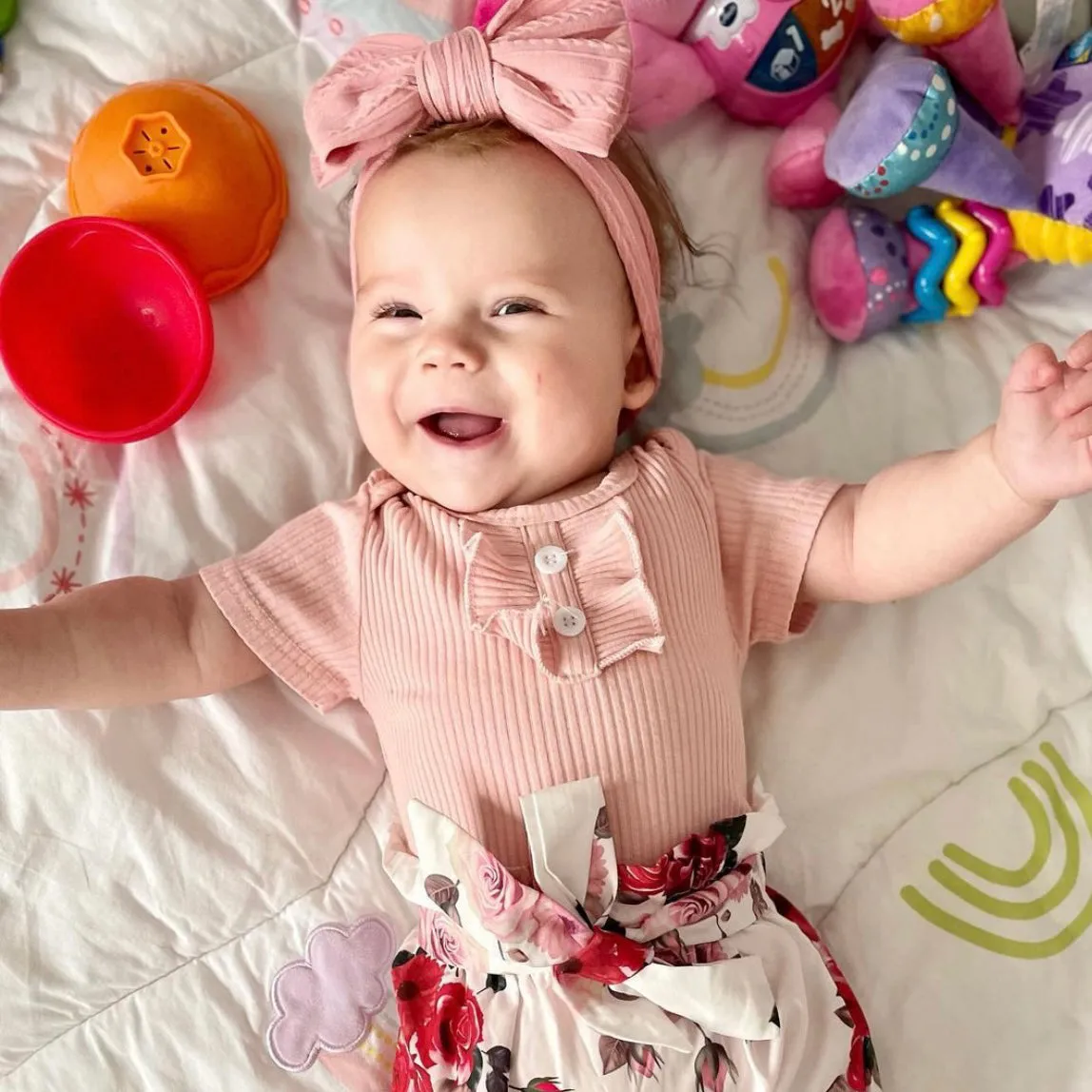 Baby Top Knot Double Bow Headband Fern Green