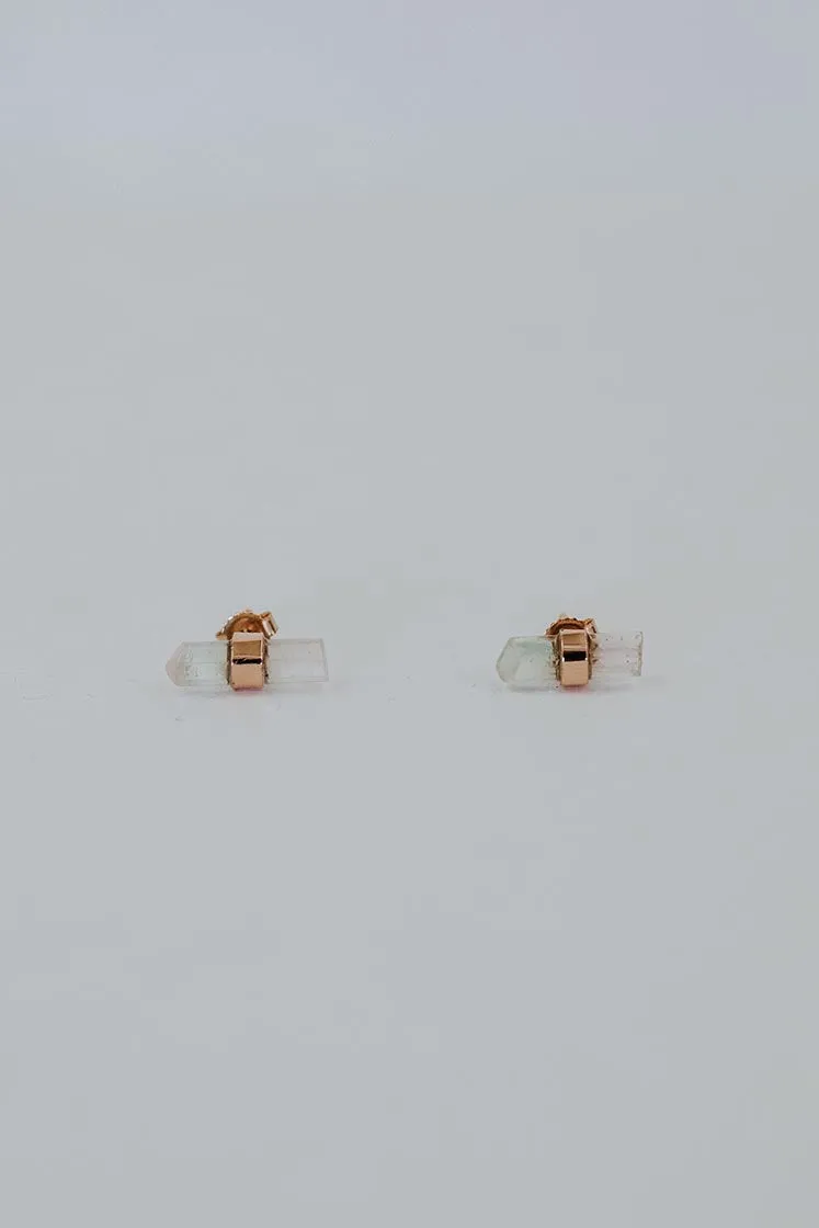 Banded Crystal Studs - Tourmaline 14k