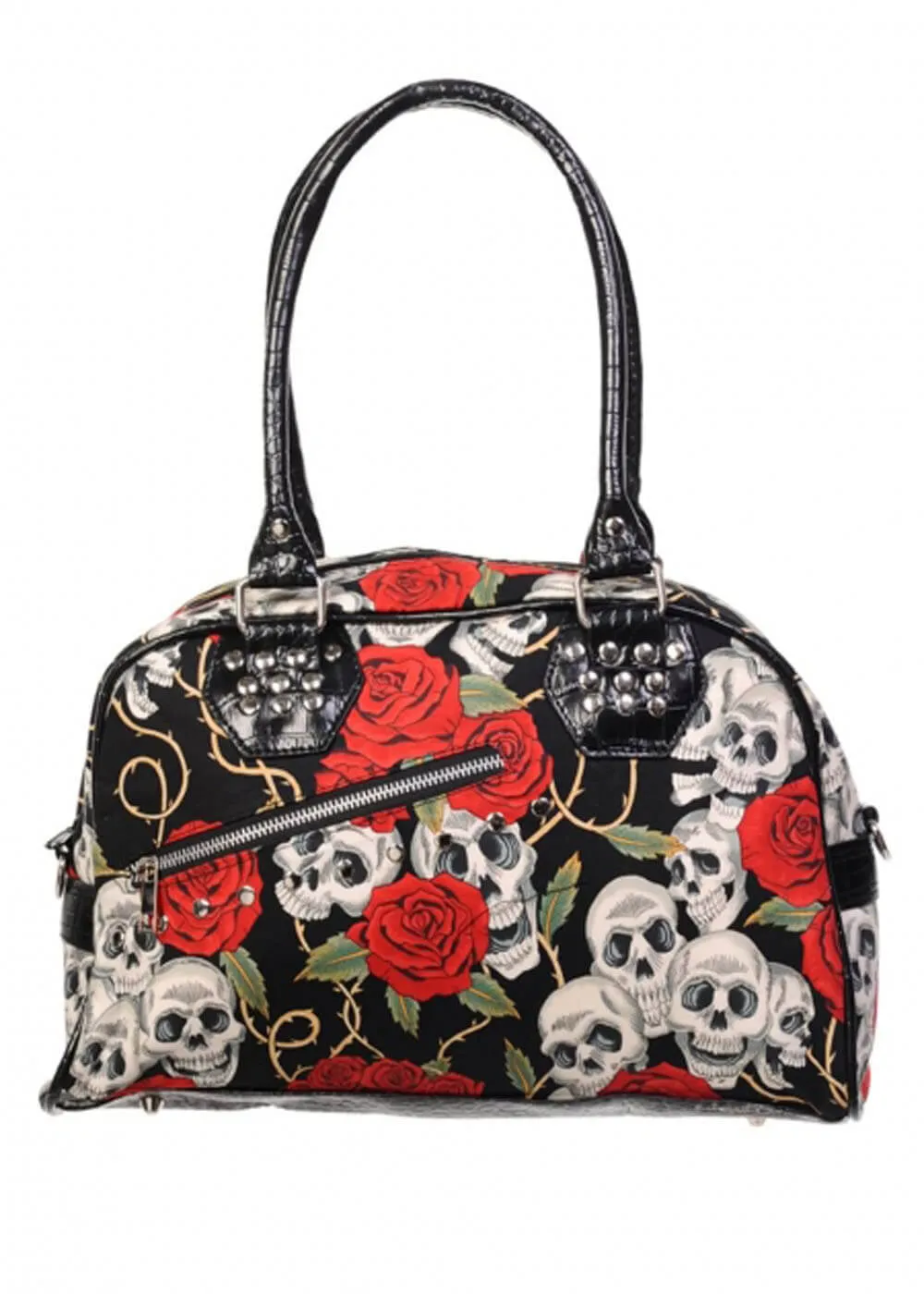 Banned Skull & Roses Rockabilly Bag Black Red