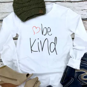 be kind Heart White Long Sleeve Tee