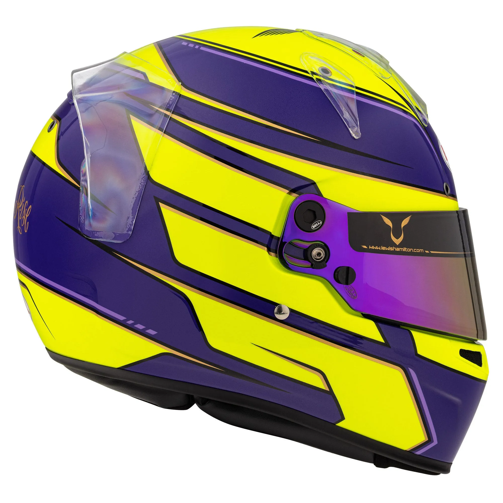 Bell KC7-CMR Kart Helmet Lewis Hamilton Yellow/Purple With Free HP Helmet Bag