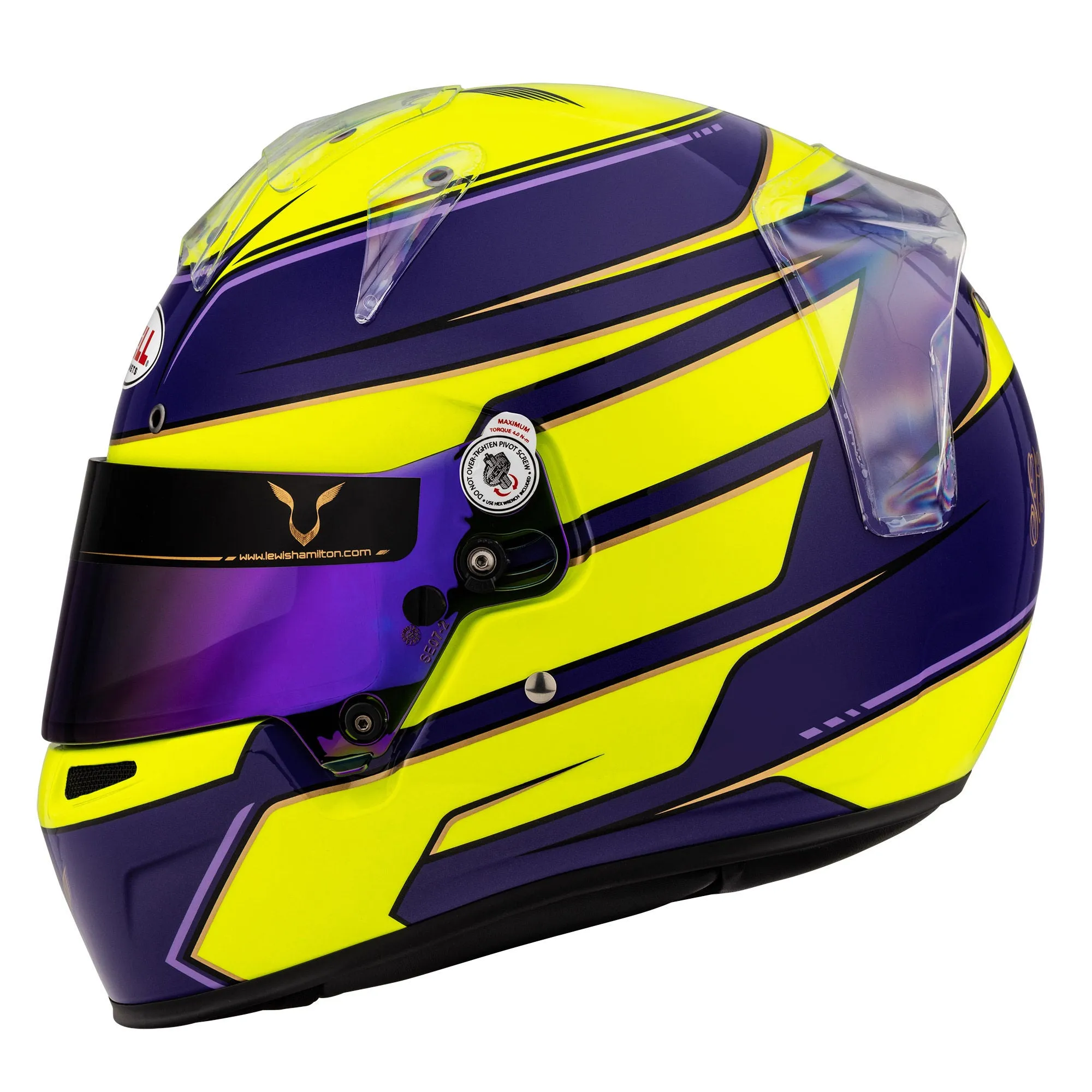 Bell KC7-CMR Kart Helmet Lewis Hamilton Yellow/Purple With Free HP Helmet Bag