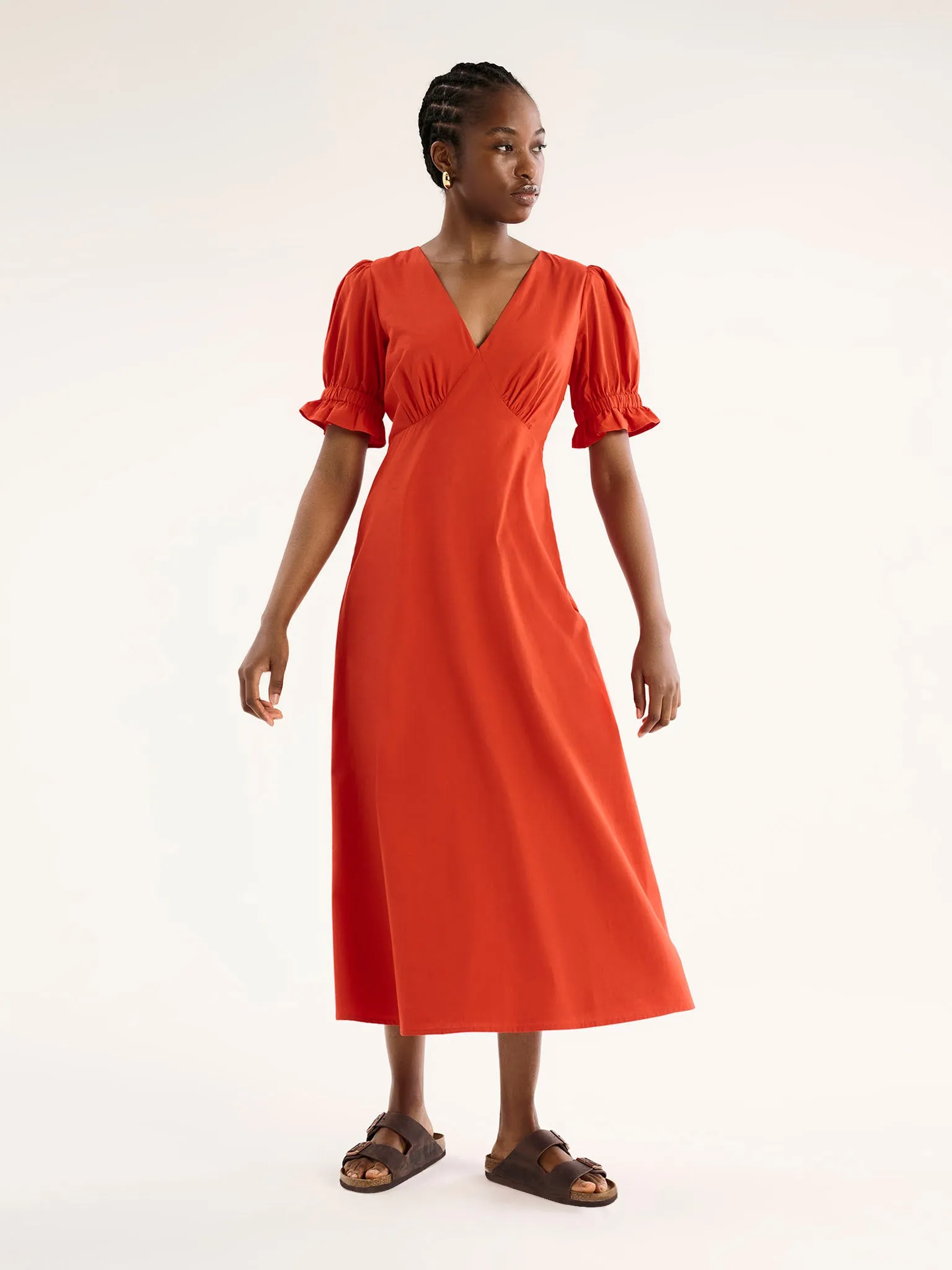 Beverley V Neck Dress in Red