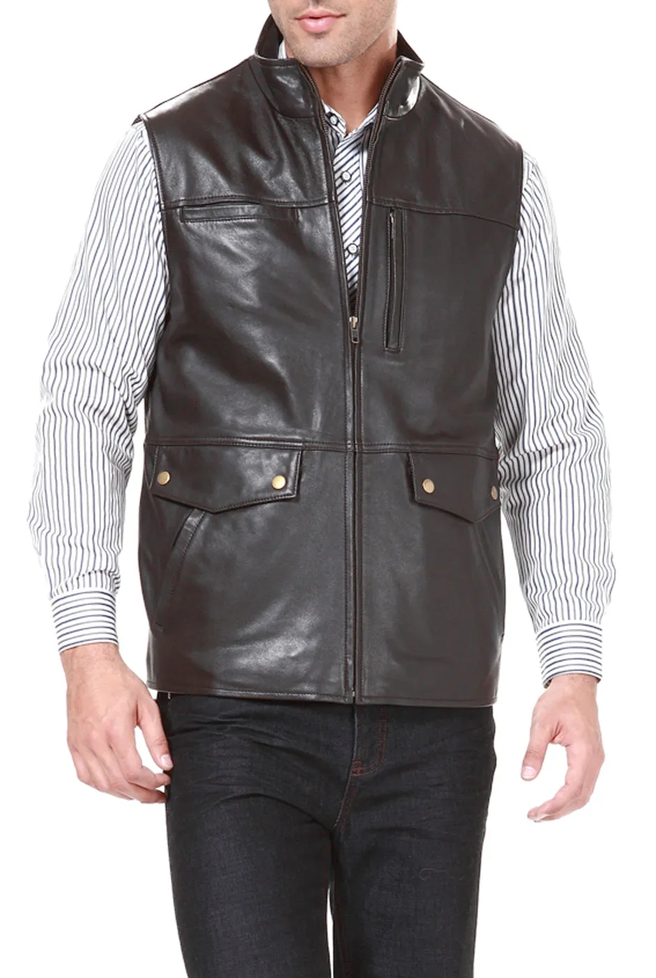 BGSD Monogram Collection Men Goatskin Leather Field Vest