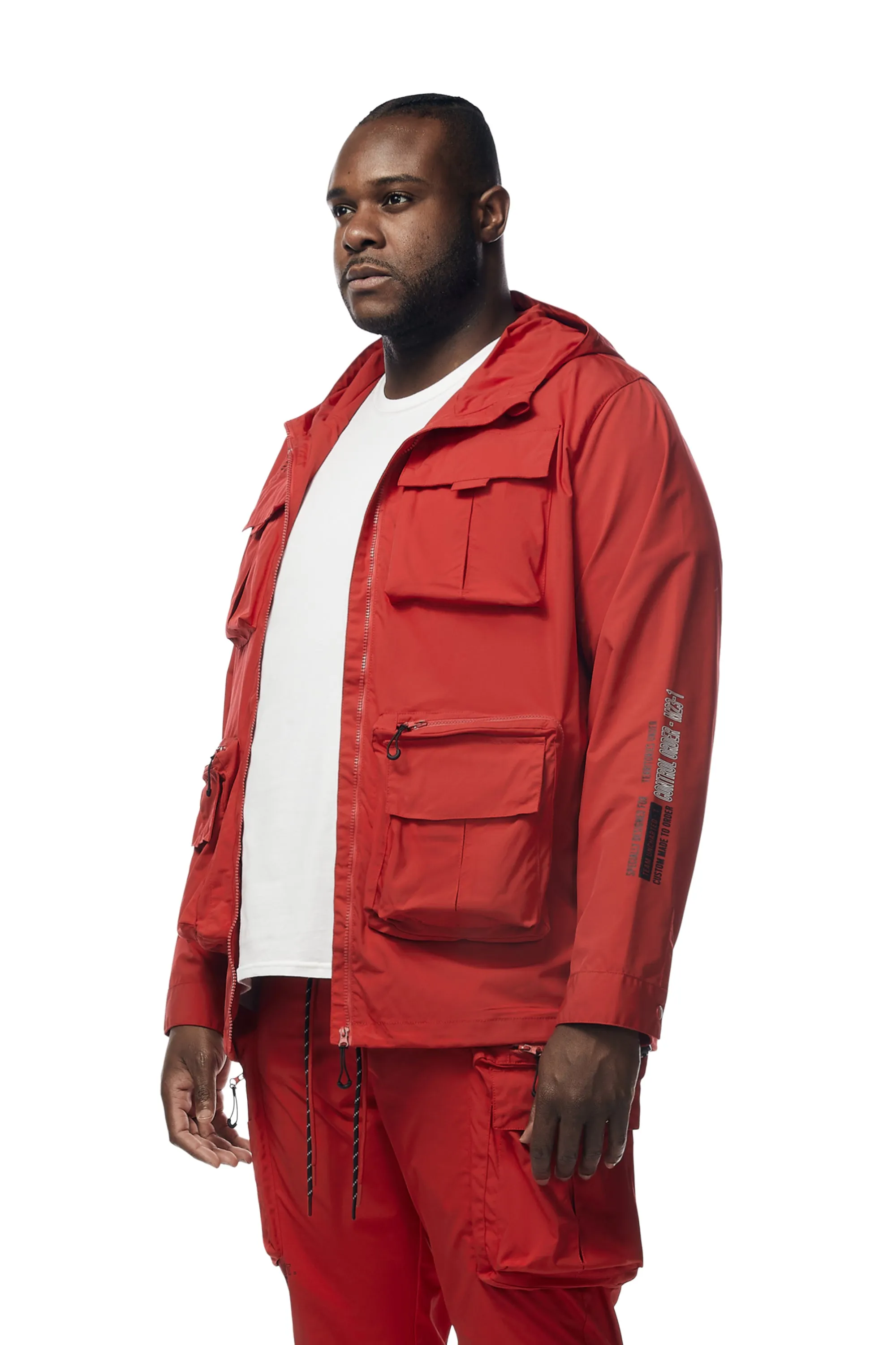 Big and Tall - Windbreaker Utility Jacket - Red