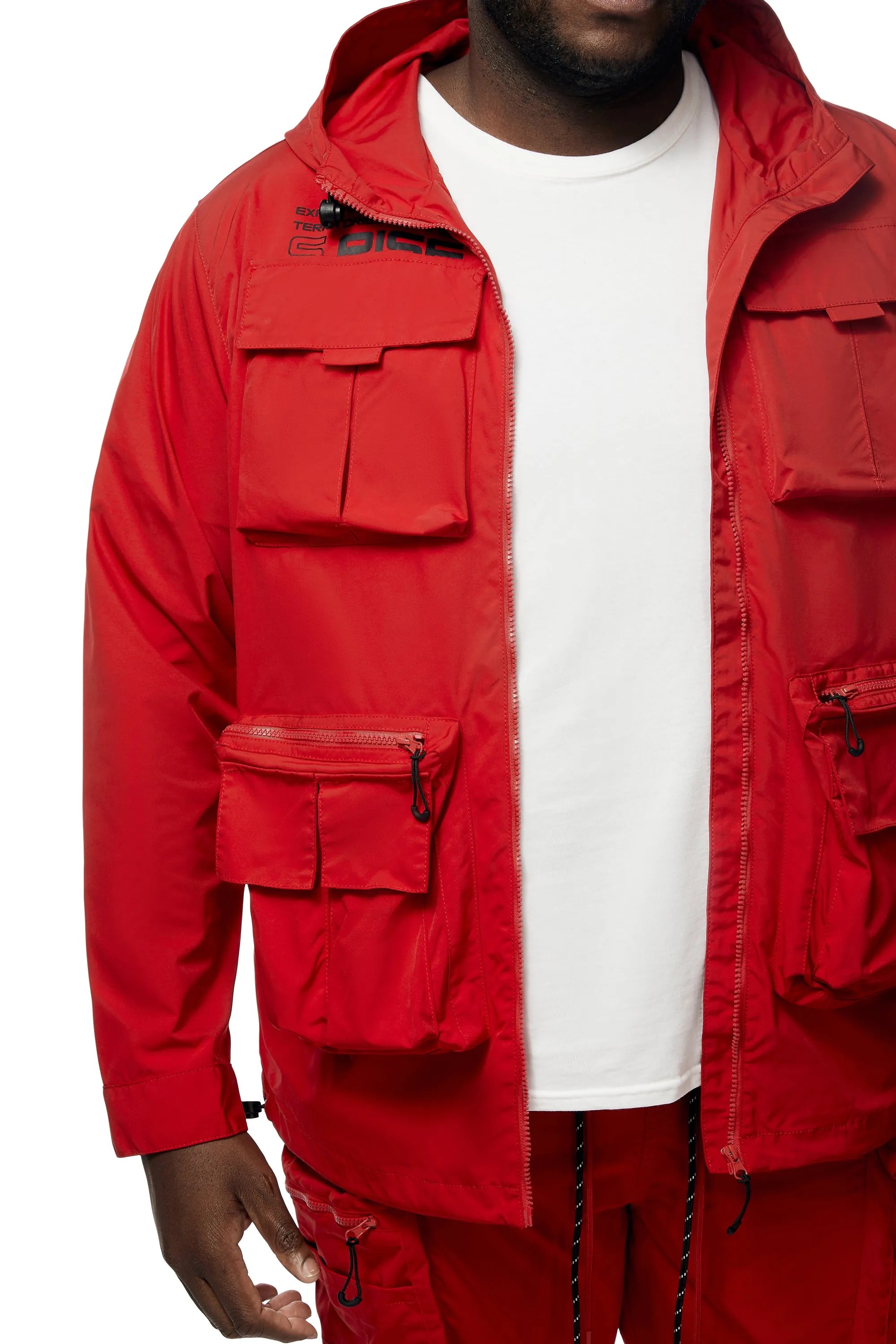 Big and Tall - Windbreaker Utility Jacket - Red