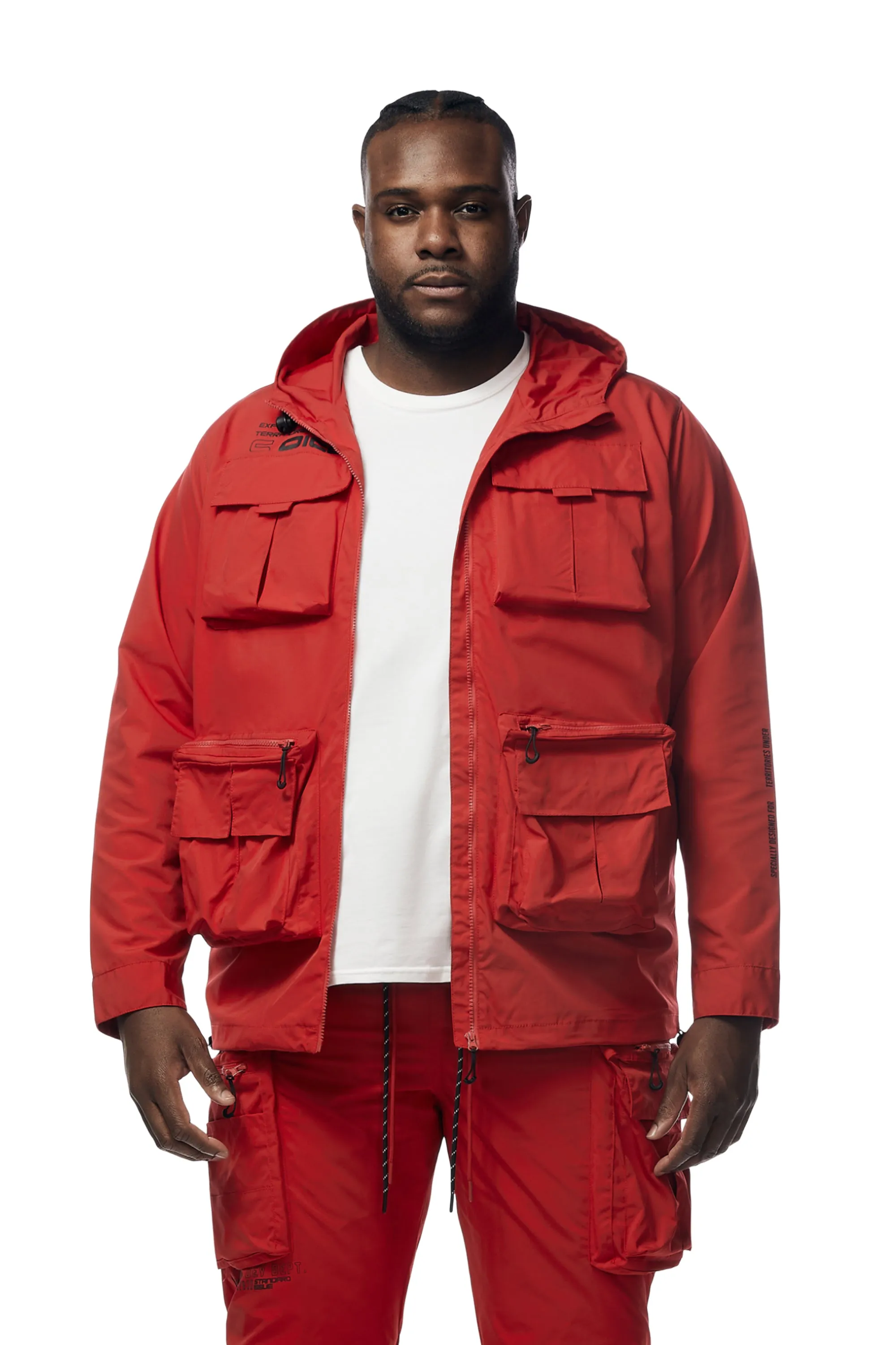 Big and Tall - Windbreaker Utility Jacket - Red