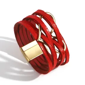 'Big Heart' Charm Cuff Bracelet - red