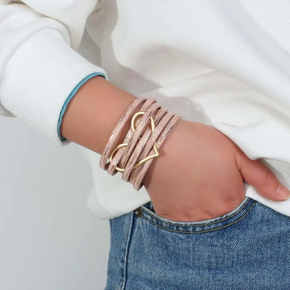 'Big Heart' Charm Cuff Bracelet - red