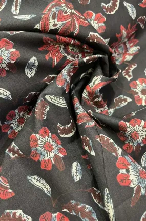 Black Block Printed Cotton Fabric ( 1 Mtr )